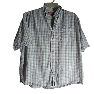 Wrangler Blue Plaid Men's Button Down Shirt Short Sleeve Size Xl